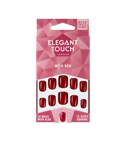 Elegant Touch - Colour Nails Artificial Nails - Rich Red- damaged box and taped