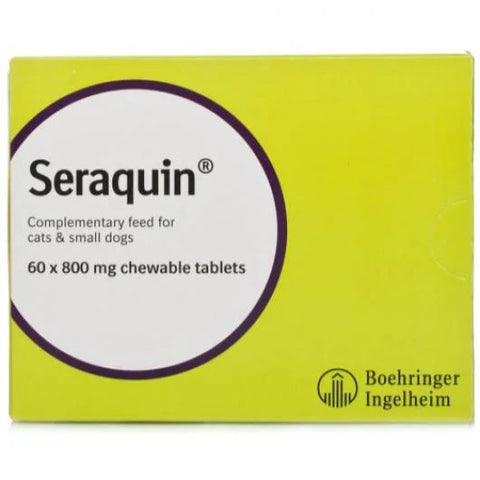 Seraquin for Small Dogs and Cats with Glucosamine and Chondroitin - 60 x 800mg- best before 03/24- (Ref E80)