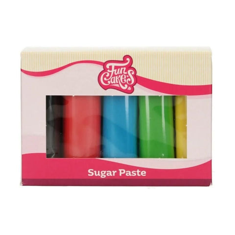 FunCakes Essential Colours Sugarpaste Multipack 5 x 100g- best before 09/25- scruffy box