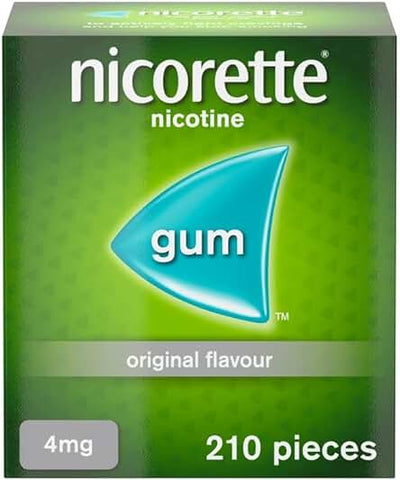 Nicorette 4mg Gum Original Flavour (210 Pieces), scruffy pack , best before 12/25 ( ref E316)
