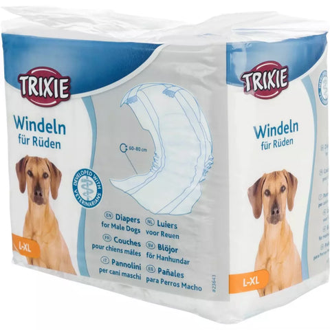 Trixie Male Dog Hygiene Diapers L-XL- 12 pcs White -slight damaged pack and taped