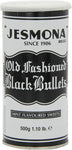Jesmona Old Fashioned Black Bullets Tin 500G- broken cap, still sealed- best before 02/01/26