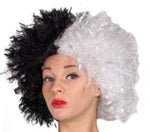 I Love Fancy Dress Evil Dog Lady Black and White Wig - Messy Wig- one size adults new