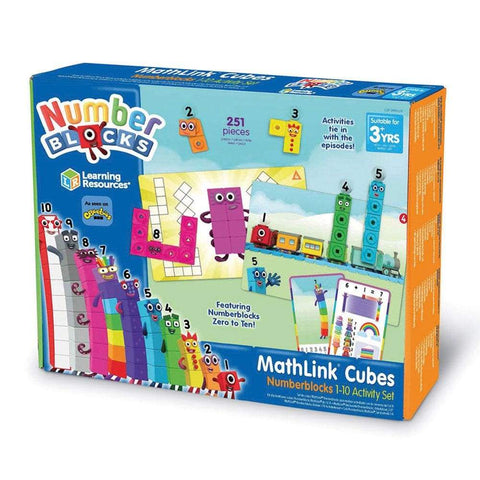 Numberblocks 1-10 Mathlink Cubes Activity Set, condition new but scruffy box. missing 8 cubes and 3 face plates,