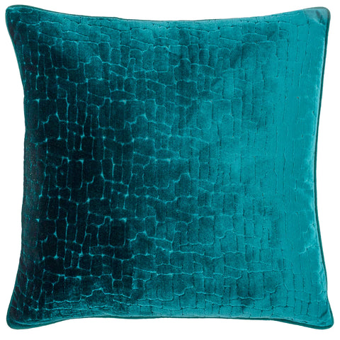 Paoletti Bloomsbury Geometric Cut Velvet Piped Edge Cushion Cover, Teal, 50 x 50 Cm new but no original packaging