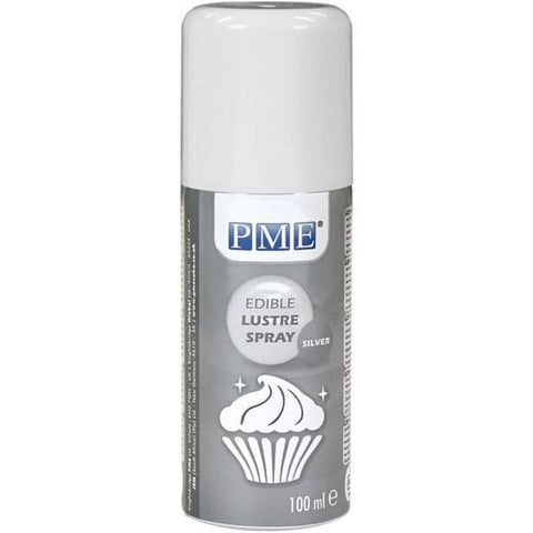 PME Edible Lustre Spray - Silver 100ml- best before 07/25-(ref E50)