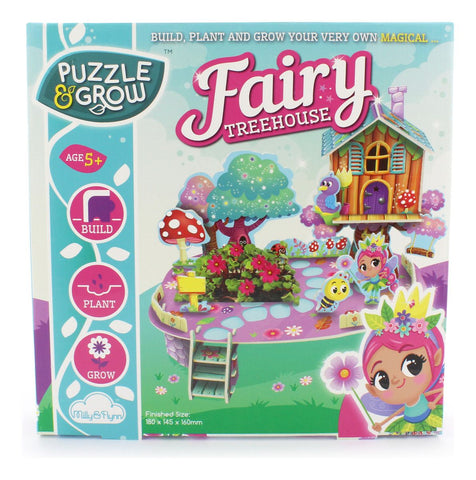 Puzzle and Grow Fairy Treehouse 3D Puzzle, New but cardboard insert broken, open box