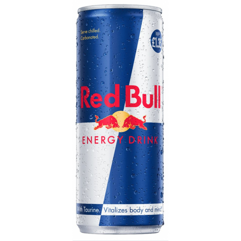 Red Bull Energy Drink 250ml- best before 07/26- dirty/dented cans