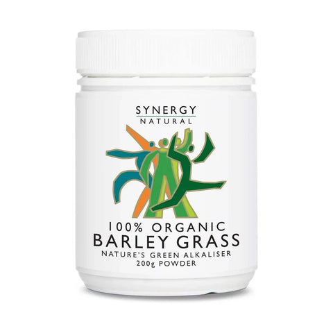 Synergy Natural Organic Barley Grass Powder 200g, best before 30/09/25, slightly scruffy packaging