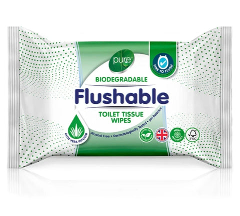 Pure Flushable Toilet Tissue Wipes 40 Pack