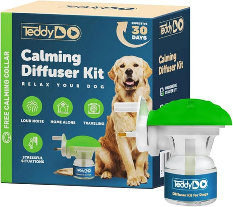 TeddyDo Calming Diffuser for Dogs 48 ml | UK Plug In |Days Starter Kit | Free Calming Collar-(ref E153)