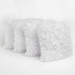 Sienna Set of 4 Faux Mongolian Fur Cushion Covers, White, condition new, open bag