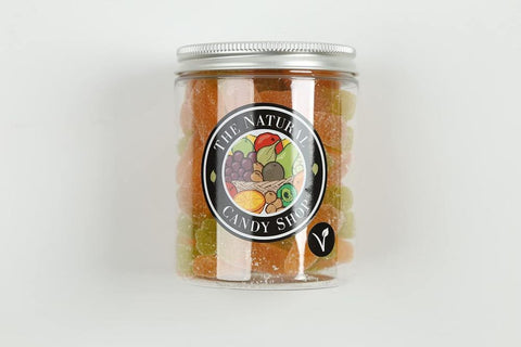 The Natural Candy Shop Natural Vegan Sugared Carrots Fruit Flavoured Candy Jar 220g- best before 11/24