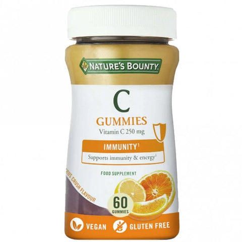 NATURE'S BOUNTY Vitamin C 250mg 60 Gummies - best before 06/24 - (ref E315, E320, TO 1-3)