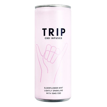 Trip CBD Infused Elderflower Mint 250ml best before 04/25, ID REQUIRED, may be slightly dented tin
