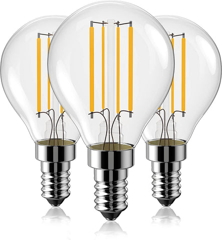 SAMJER E14 Golf Ball Bulb Filament, 4W (40W Equivalent), 2700K Warm White, Clear Vintage SES Screw Bulbs, 400 Lumen Non-Dimmable, Pack of 3 [Energy Class A+]